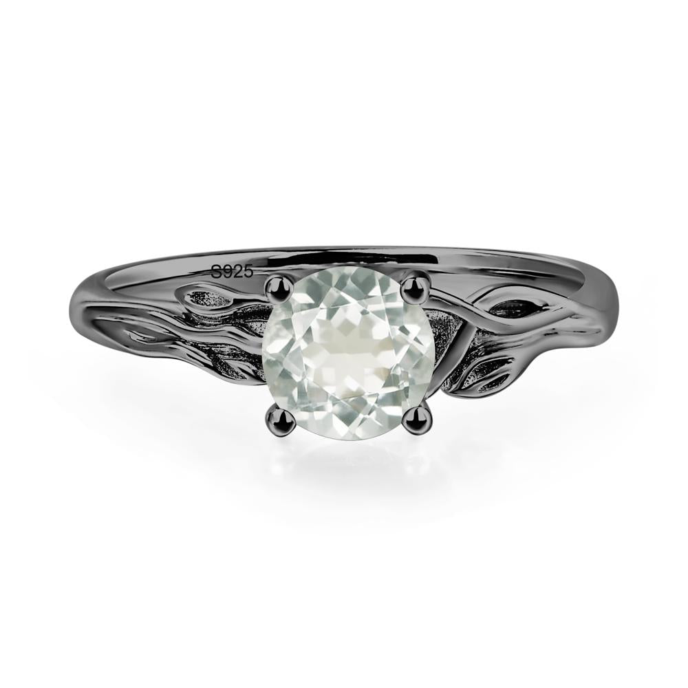 Petite Green Amethyst Tender Leaf Ring - LUO Jewelry #metal_black finish sterling silver