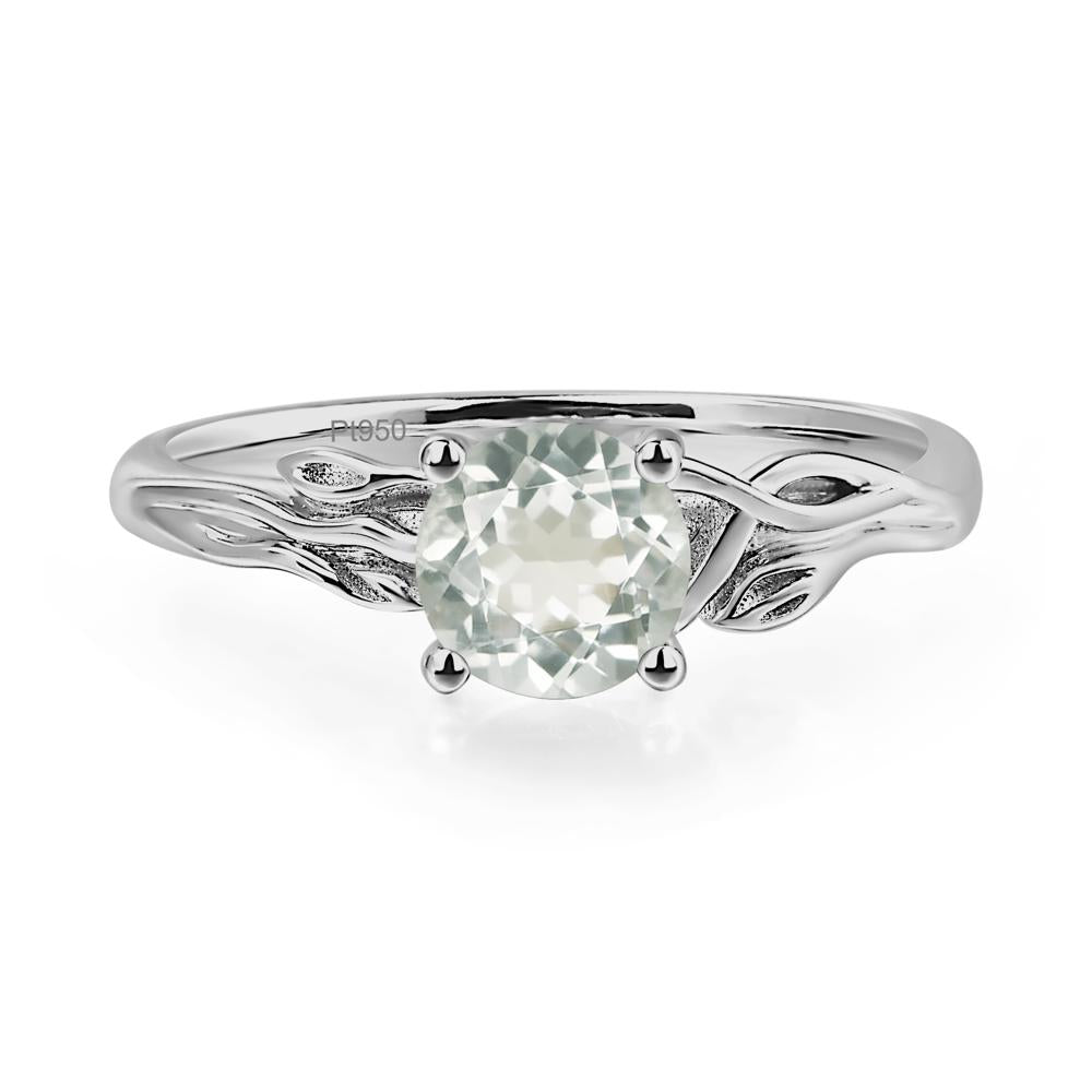 Petite Green Amethyst Tender Leaf Ring - LUO Jewelry #metal_platinum