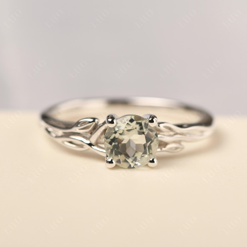 Green Amethyst Vintage Solitaire Engagement Ring - LUO Jewelry