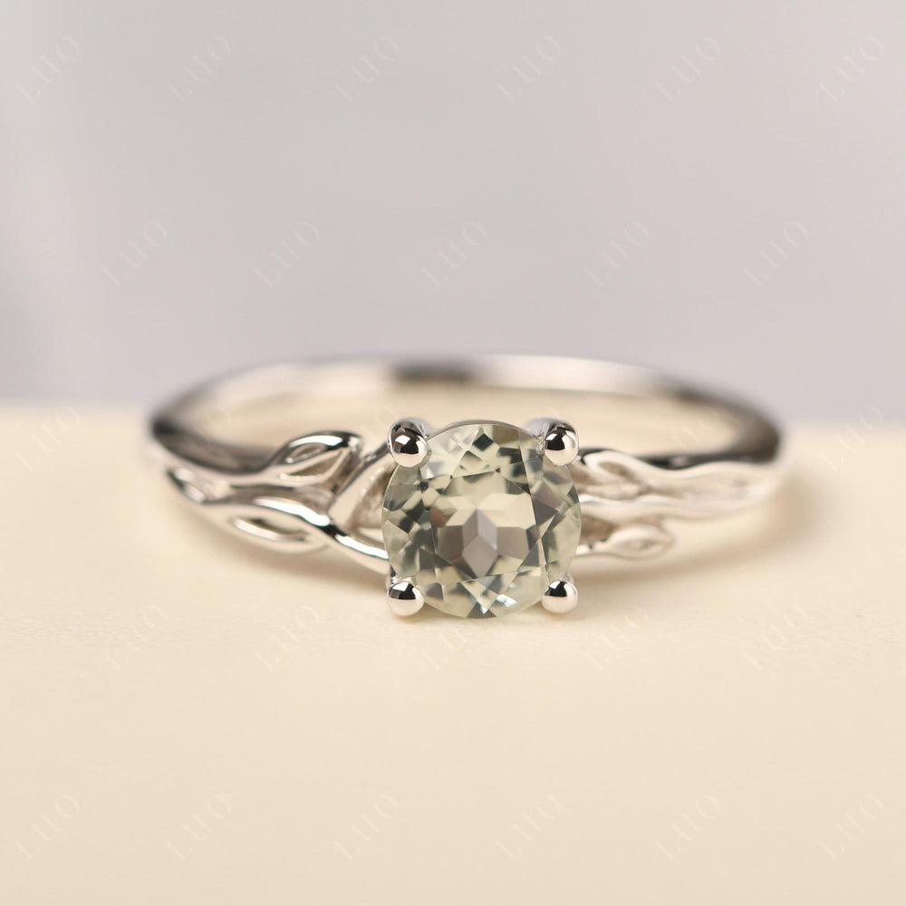 Green Amethyst Vintage Solitaire Engagement Ring - LUO Jewelry