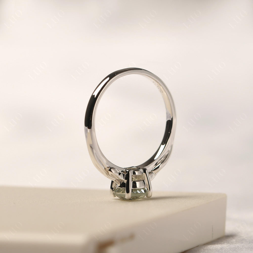 Green Amethyst Vintage Solitaire Engagement Ring - LUO Jewelry