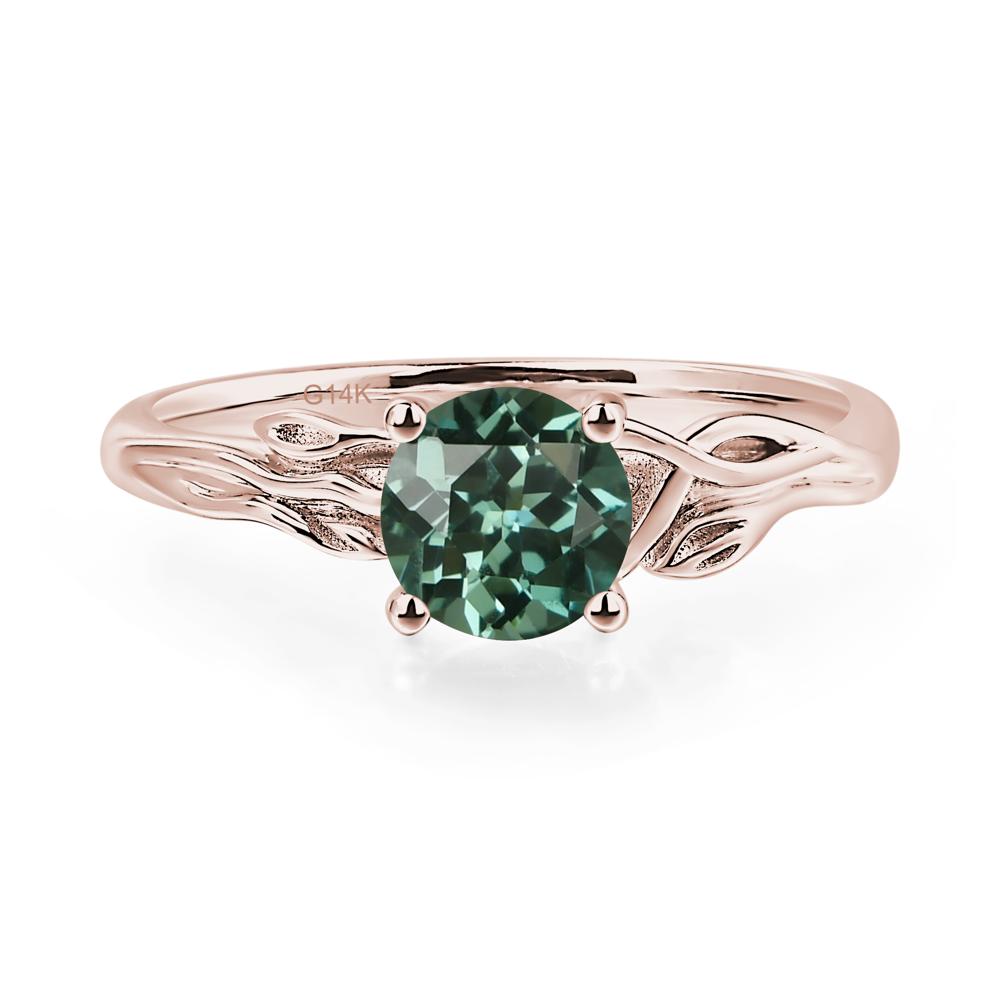 Petite Lab Created Green Sapphire Tender Leaf Ring - LUO Jewelry #metal_14k rose gold