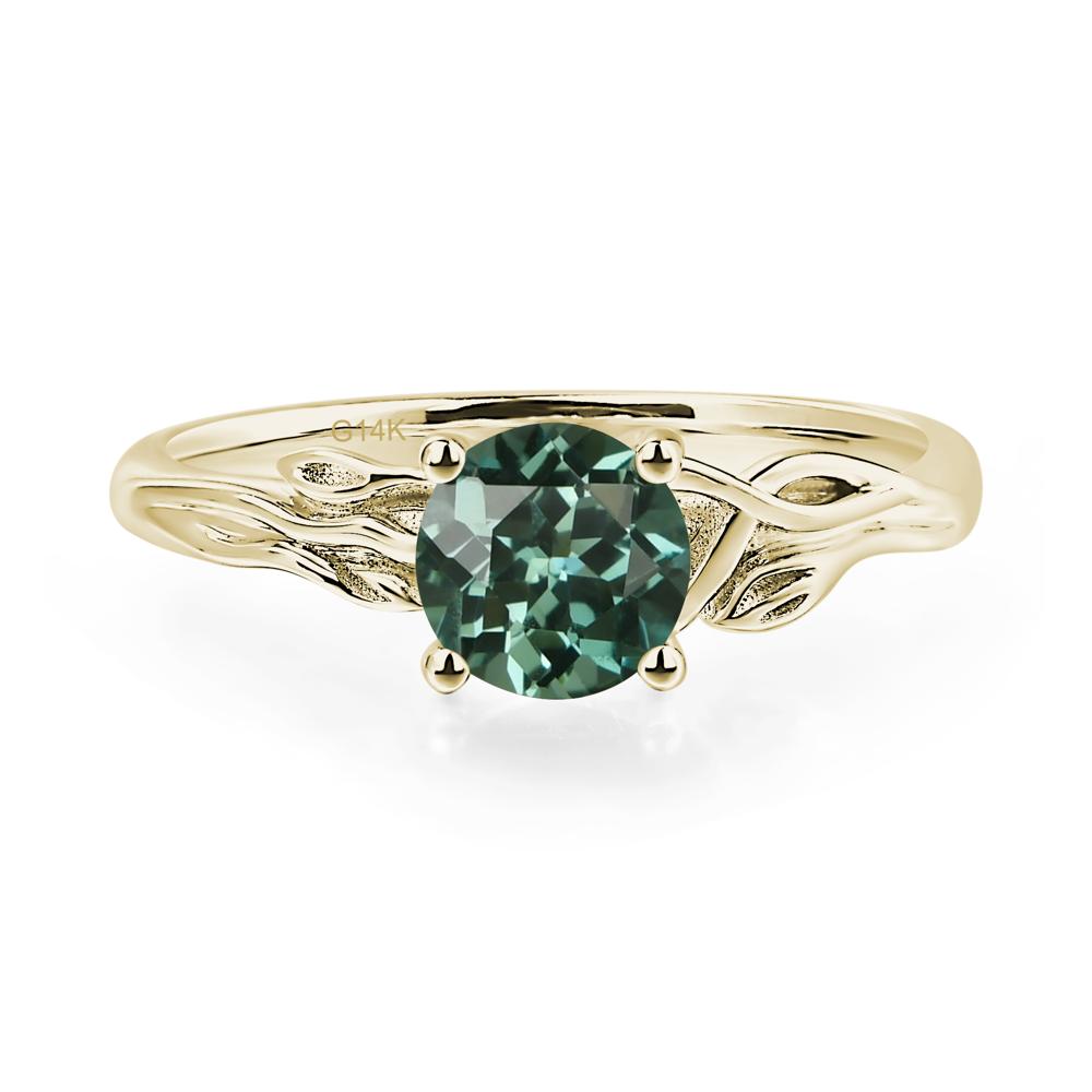 Petite Lab Created Green Sapphire Tender Leaf Ring - LUO Jewelry #metal_14k yellow gold