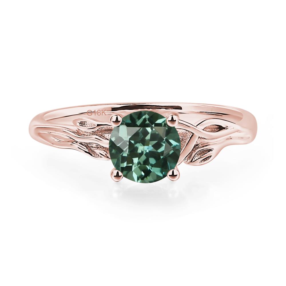 Petite Lab Created Green Sapphire Tender Leaf Ring - LUO Jewelry #metal_18k rose gold