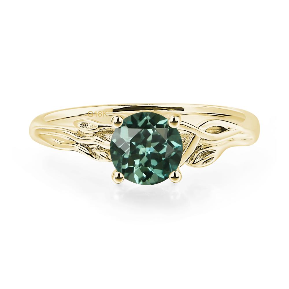 Petite Lab Created Green Sapphire Tender Leaf Ring - LUO Jewelry #metal_18k yellow gold
