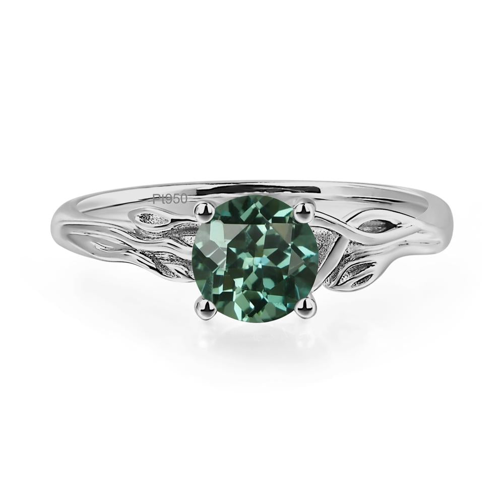 Petite Lab Created Green Sapphire Tender Leaf Ring - LUO Jewelry #metal_platinum