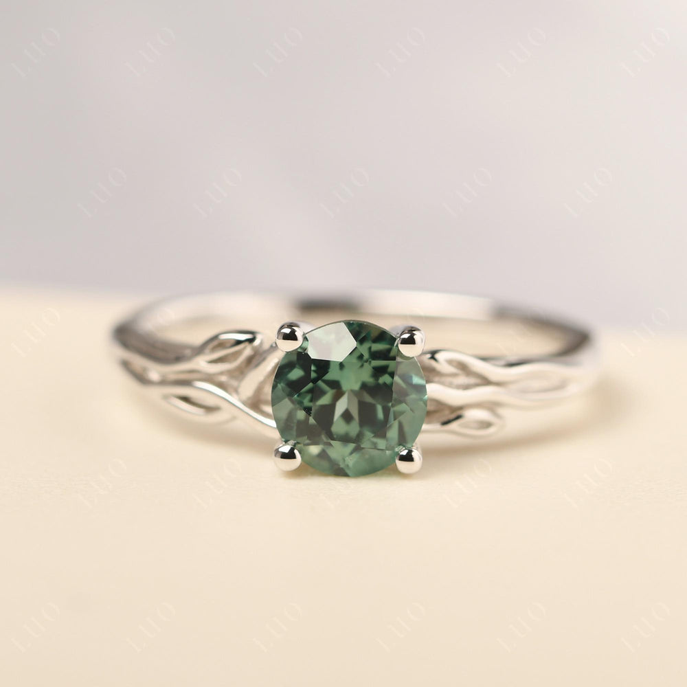 Green Sapphire Vintage Solitaire Engagement Ring - LUO Jewelry