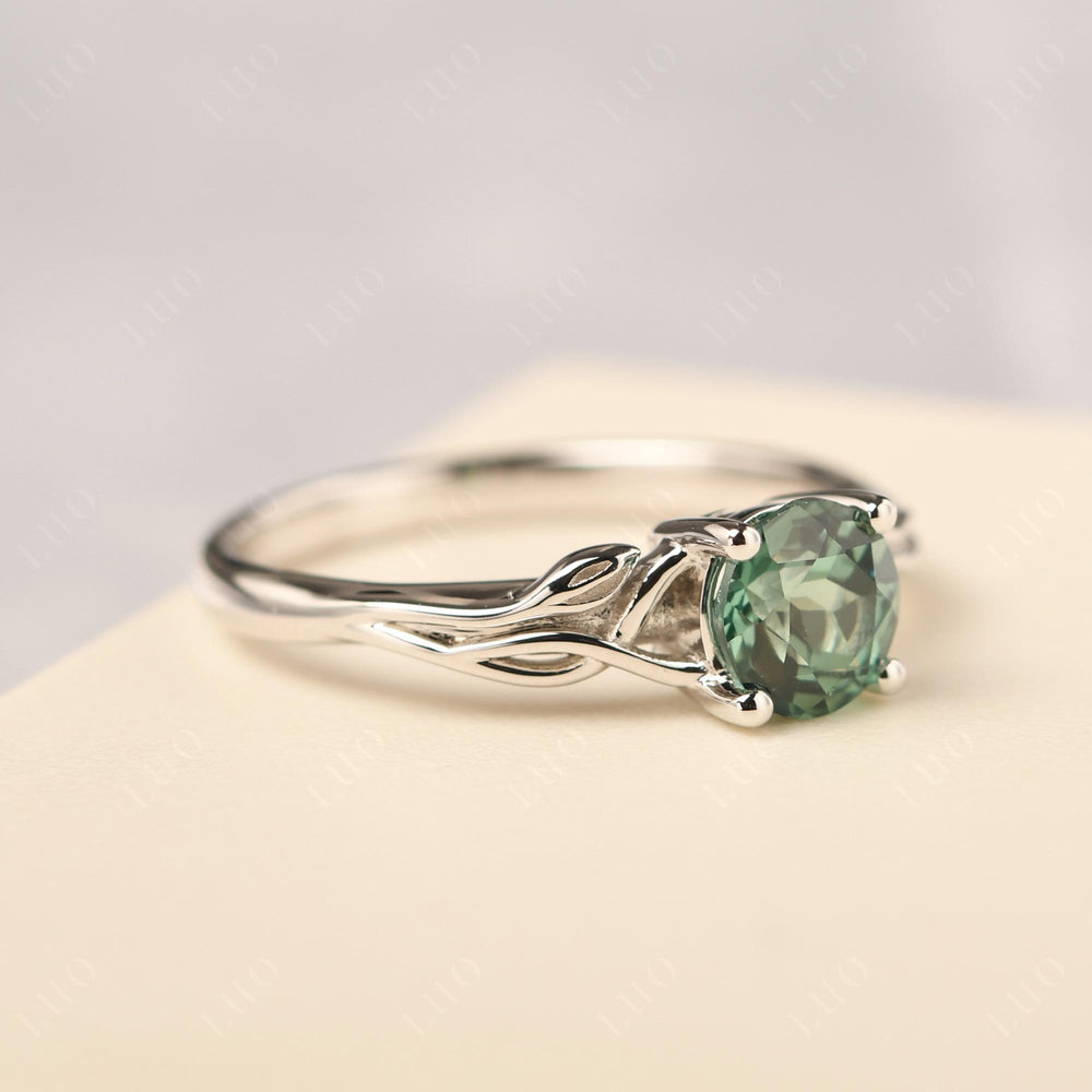 Green Sapphire Vintage Solitaire Engagement Ring - LUO Jewelry