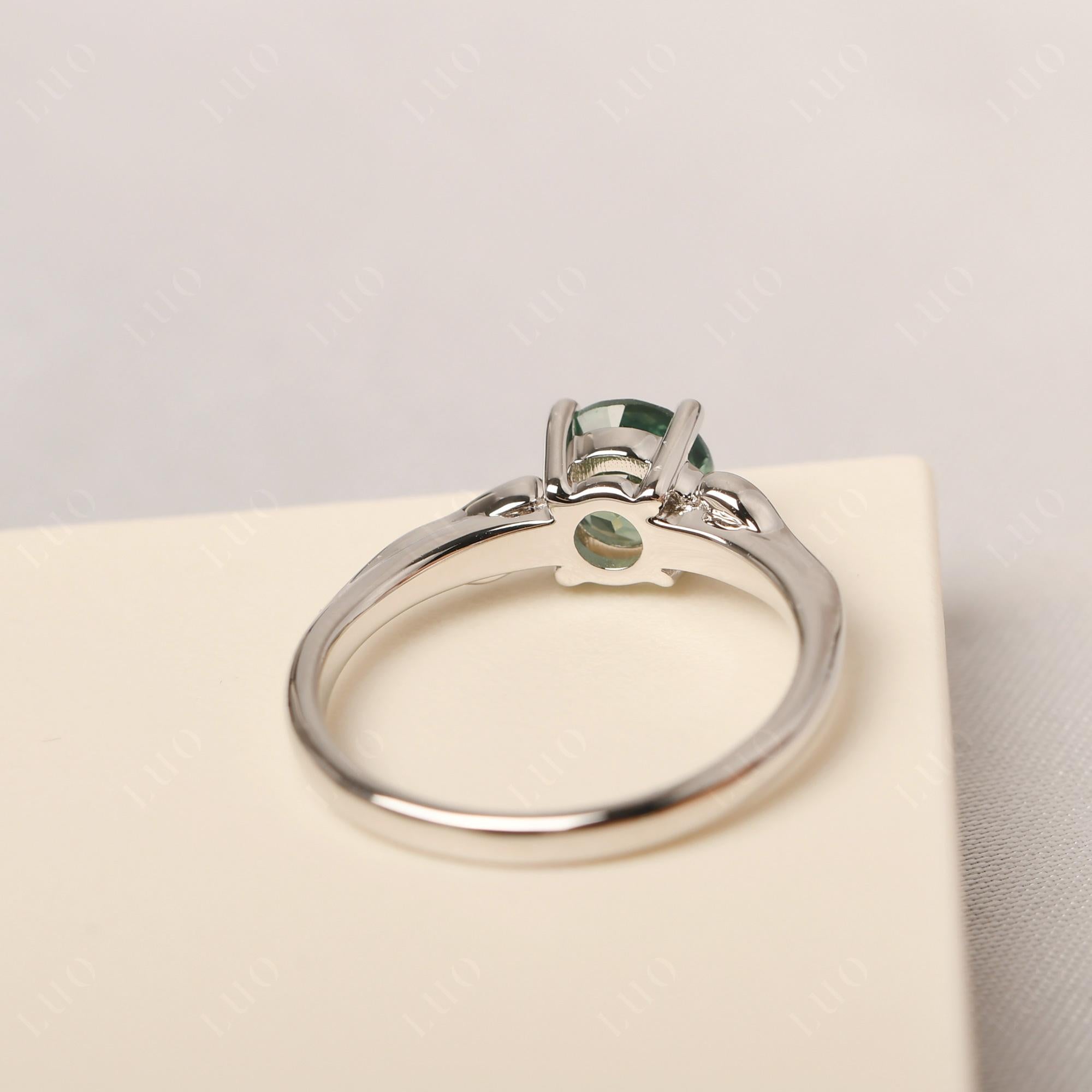 Petite Lab Created Green Sapphire Tender Leaf Ring - LUO Jewelry