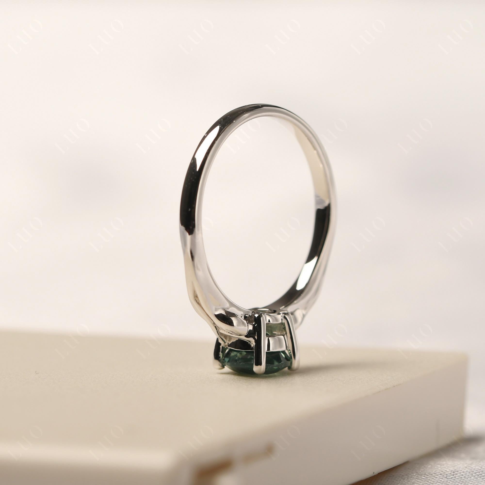 Petite Lab Created Green Sapphire Tender Leaf Ring - LUO Jewelry