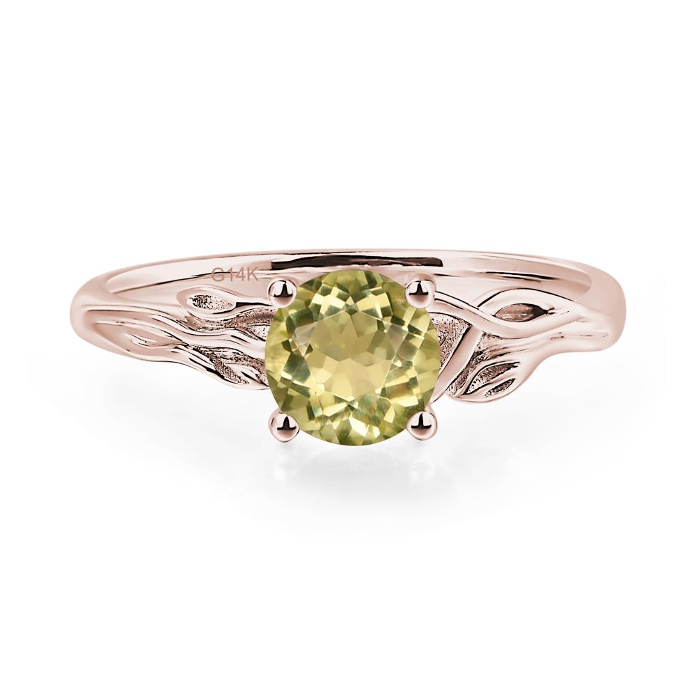 Petite Lemon Quartz Tender Leaf Ring - LUO Jewelry #metal_14k rose gold
