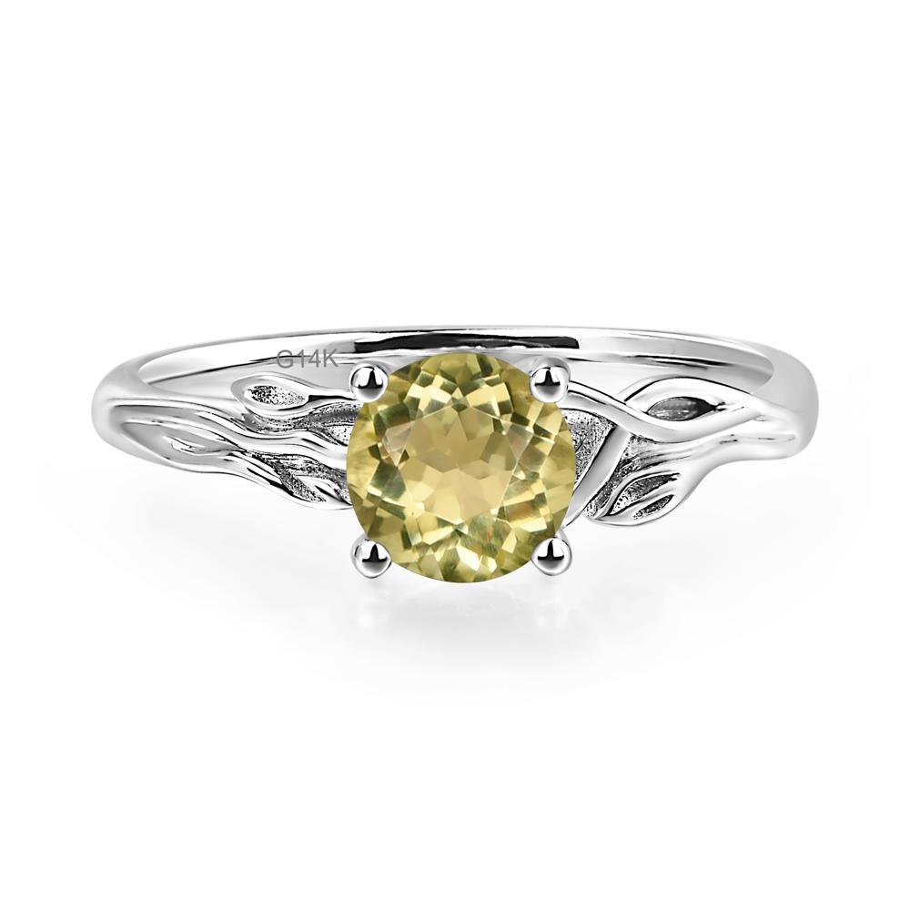 Petite Lemon Quartz Tender Leaf Ring - LUO Jewelry #metal_14k white gold