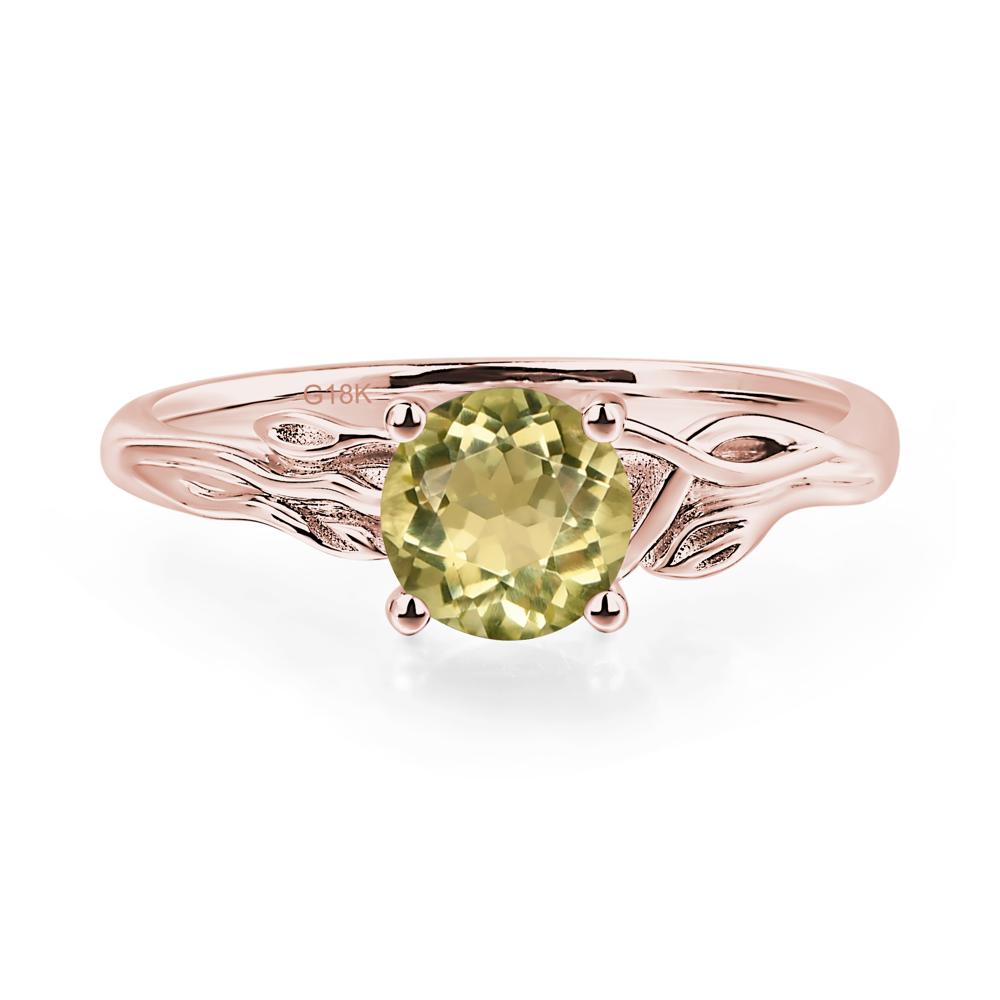 Petite Lemon Quartz Tender Leaf Ring - LUO Jewelry #metal_18k rose gold