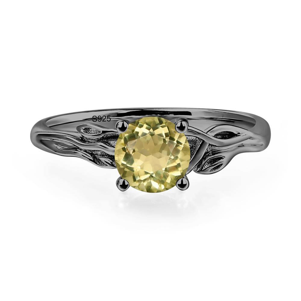 Petite Lemon Quartz Tender Leaf Ring - LUO Jewelry #metal_black finish sterling silver