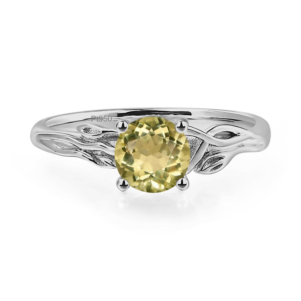 Petite Lemon Quartz Tender Leaf Ring - LUO Jewelry #metal_platinum