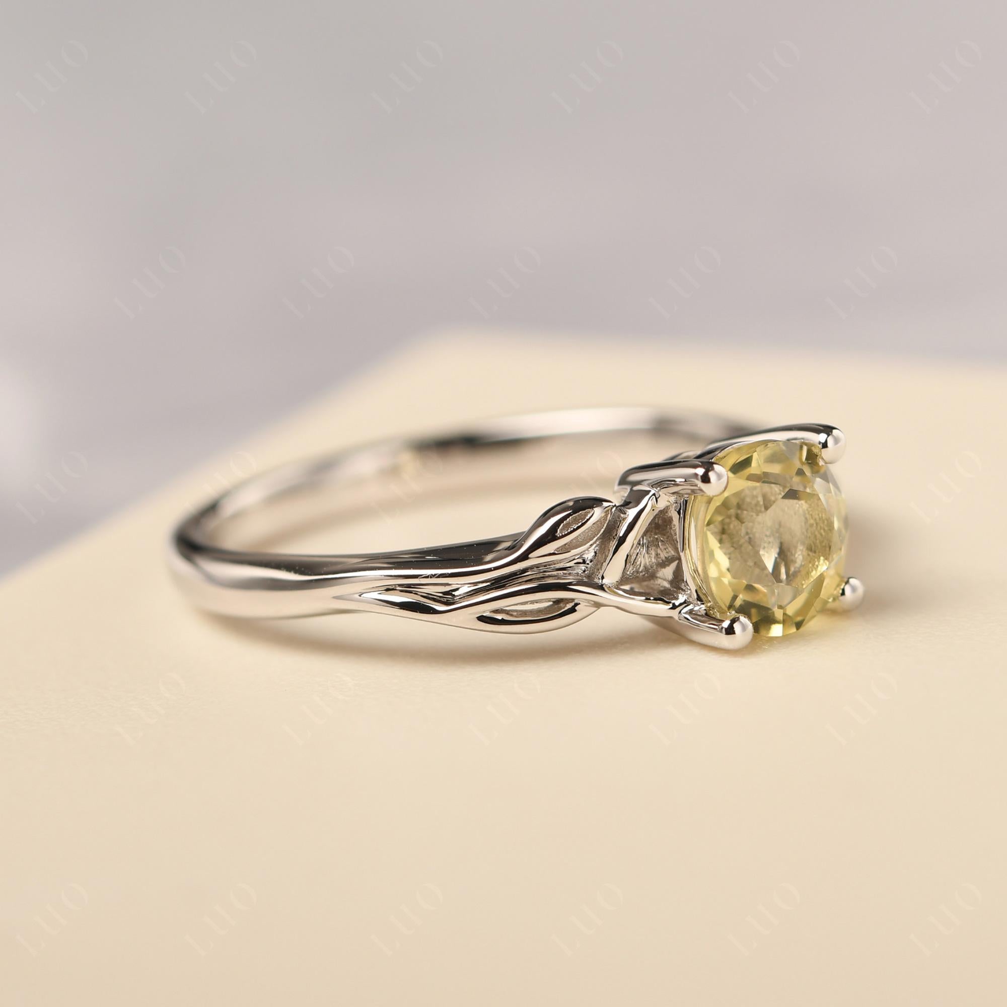 Petite Lemon Quartz Tender Leaf Ring - LUO Jewelry