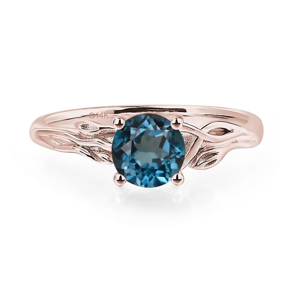 Petite London Blue Topaz Tender Leaf Ring - LUO Jewelry #metal_14k rose gold