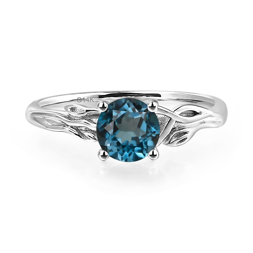 Petite London Blue Topaz Tender Leaf Ring - LUO Jewelry #metal_14k white gold