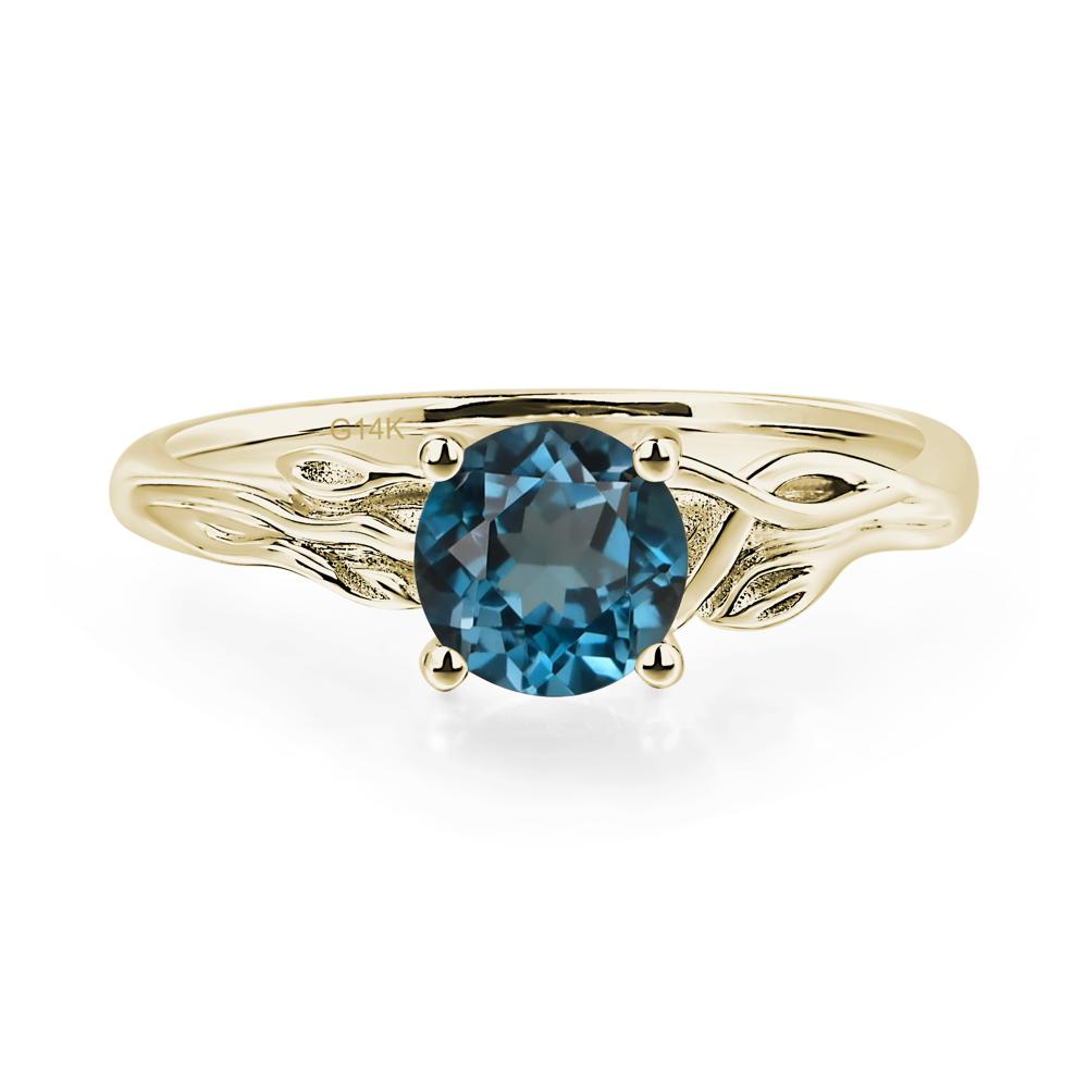 Petite London Blue Topaz Tender Leaf Ring - LUO Jewelry #metal_14k yellow gold