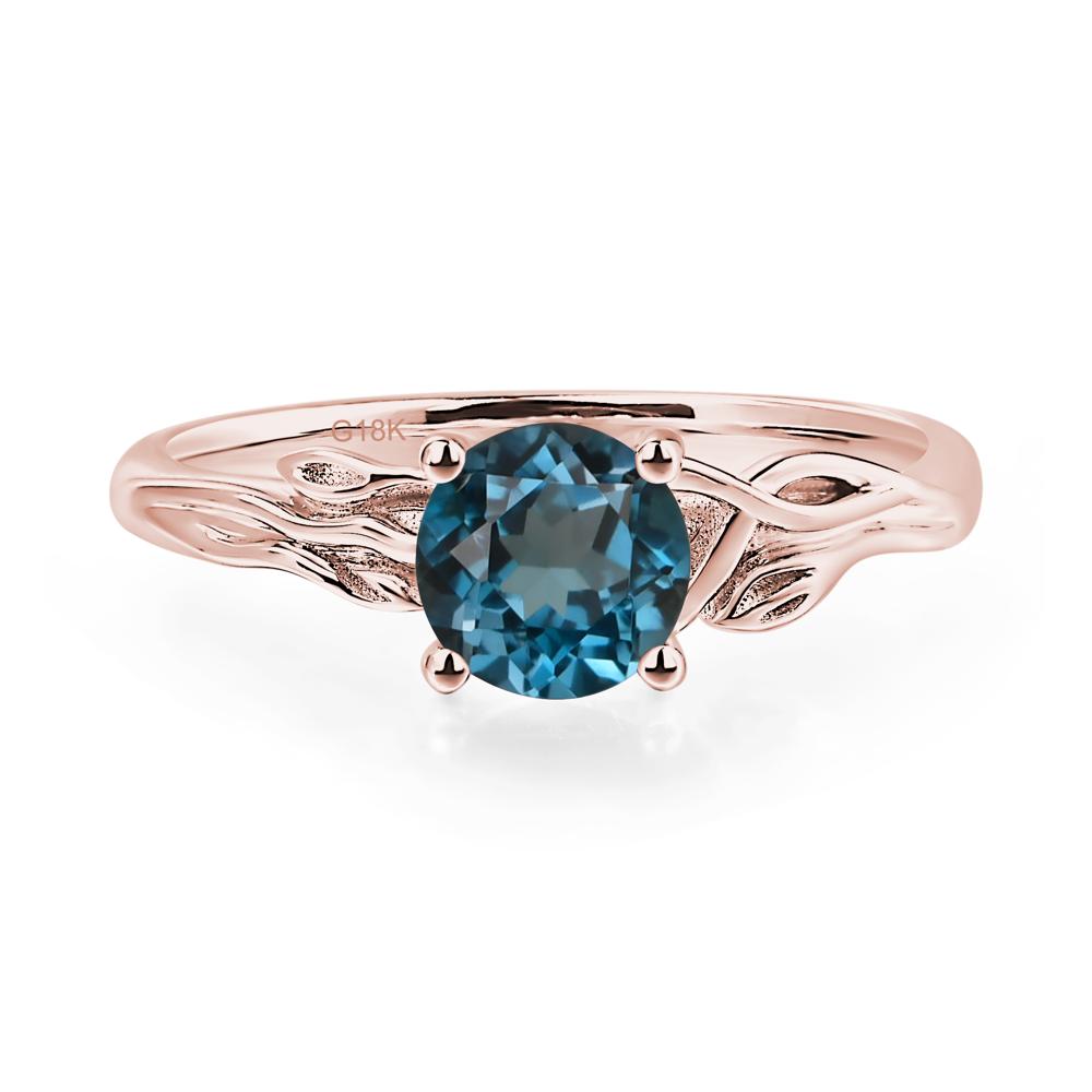 Petite London Blue Topaz Tender Leaf Ring - LUO Jewelry #metal_18k rose gold
