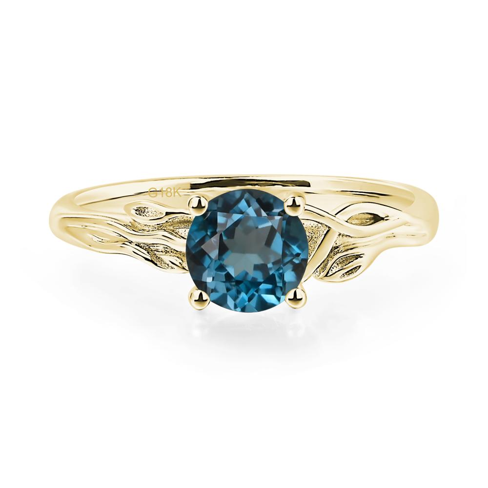 Petite London Blue Topaz Tender Leaf Ring - LUO Jewelry #metal_18k yellow gold