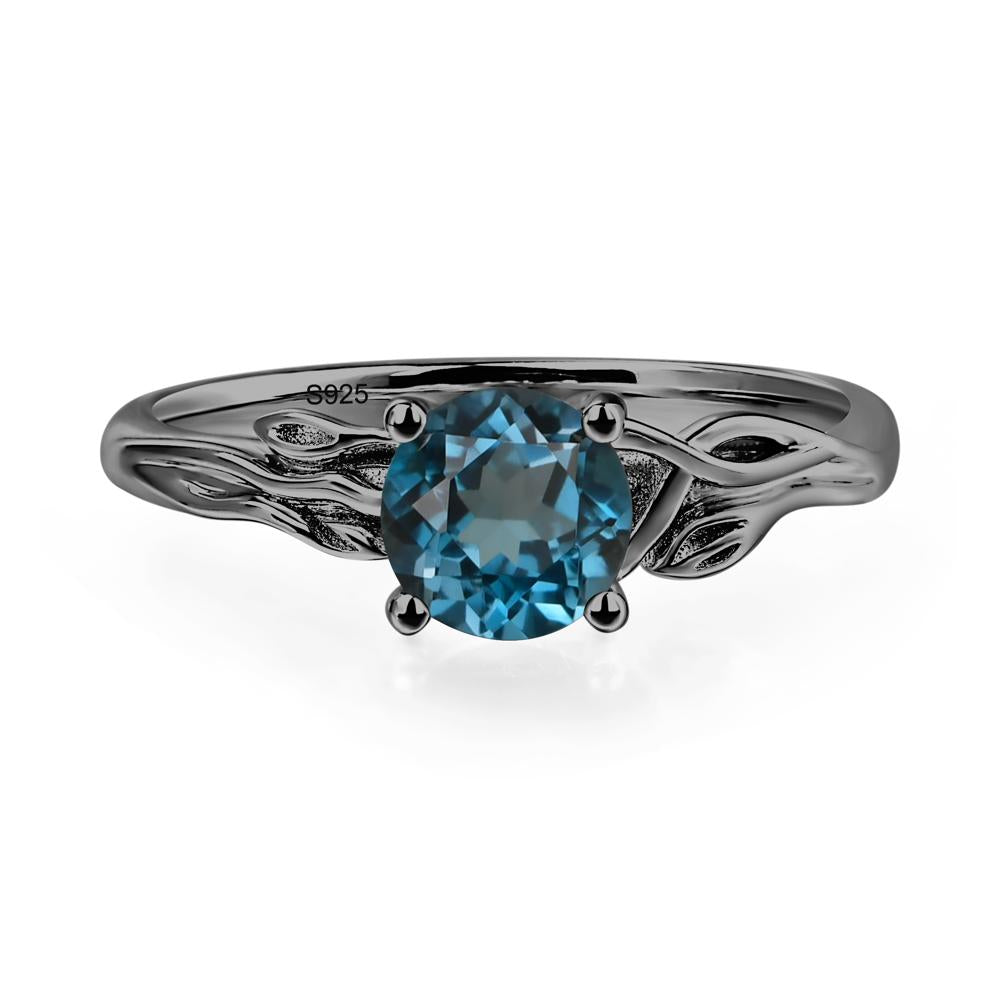 Petite London Blue Topaz Tender Leaf Ring - LUO Jewelry #metal_black finish sterling silver