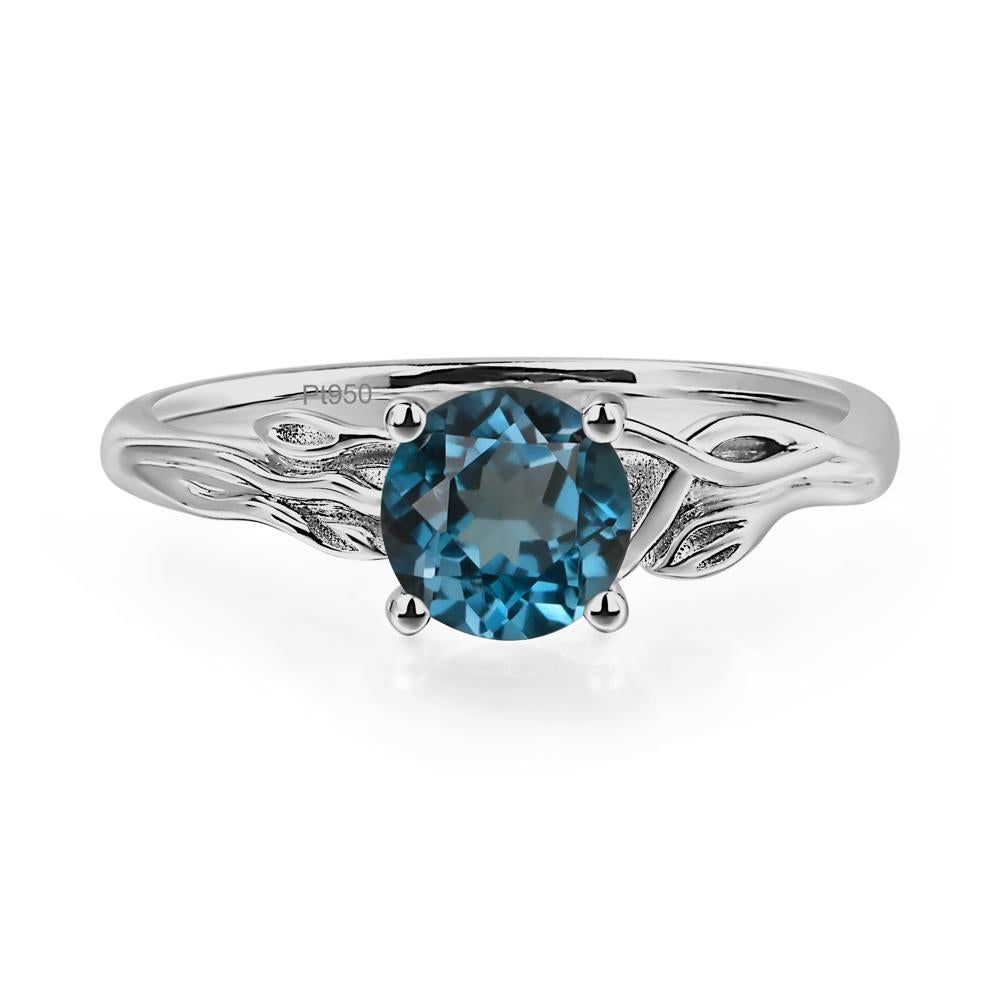 Petite London Blue Topaz Tender Leaf Ring - LUO Jewelry #metal_platinum