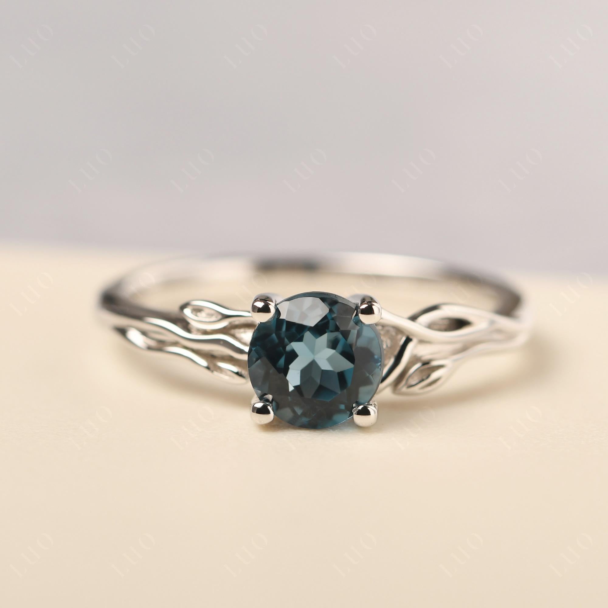 Petite London Blue Topaz Tender Leaf Ring - LUO Jewelry