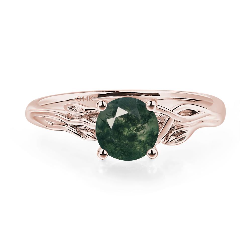 Petite Moss Agate Tender Leaf Ring - LUO Jewelry #metal_14k rose gold