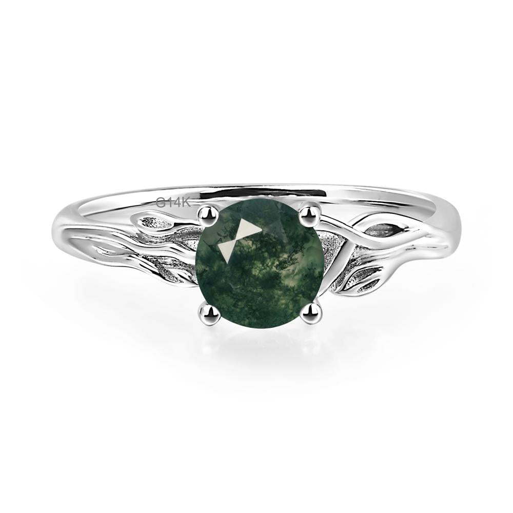 Petite Moss Agate Tender Leaf Ring - LUO Jewelry #metal_14k white gold