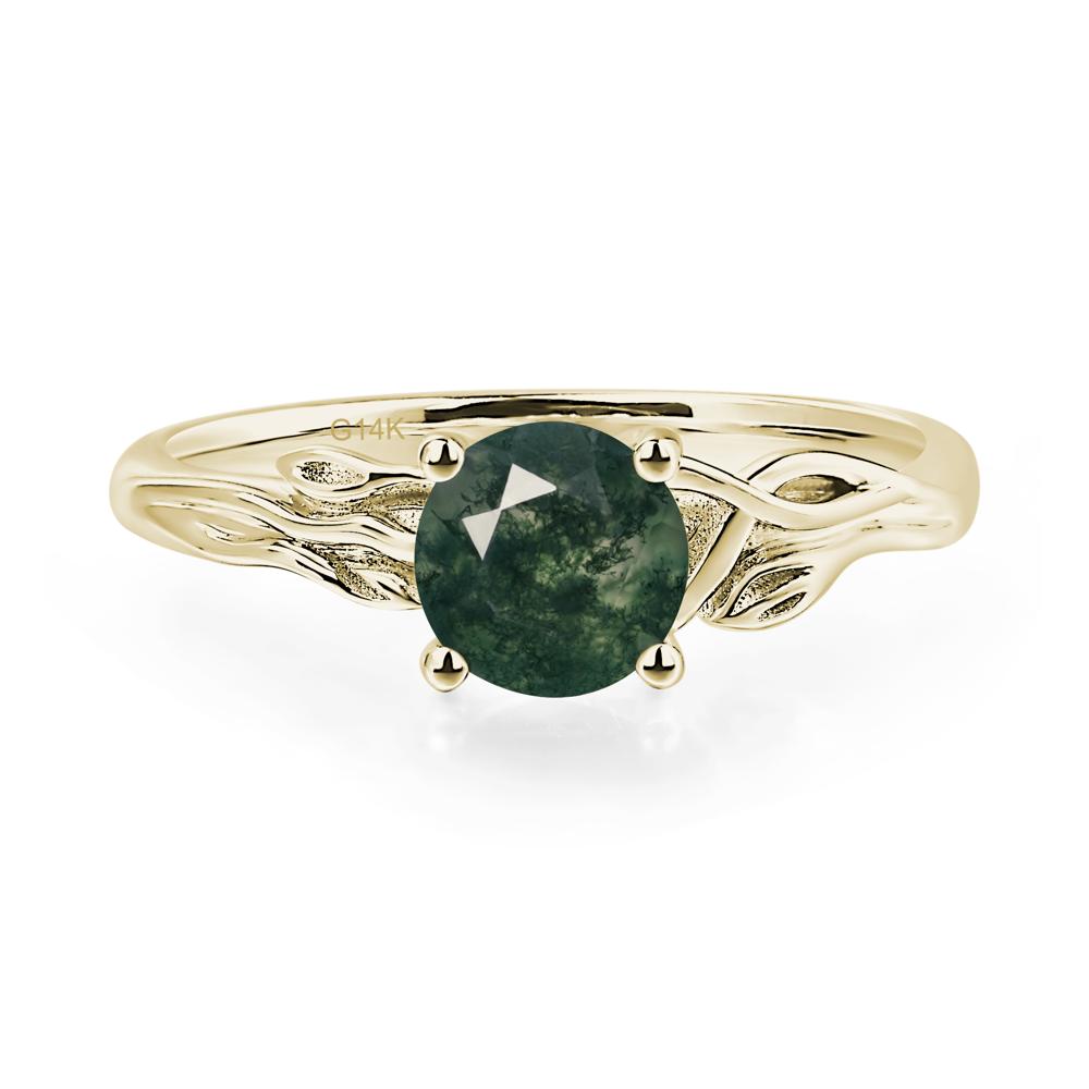 Petite Moss Agate Tender Leaf Ring - LUO Jewelry #metal_14k yellow gold