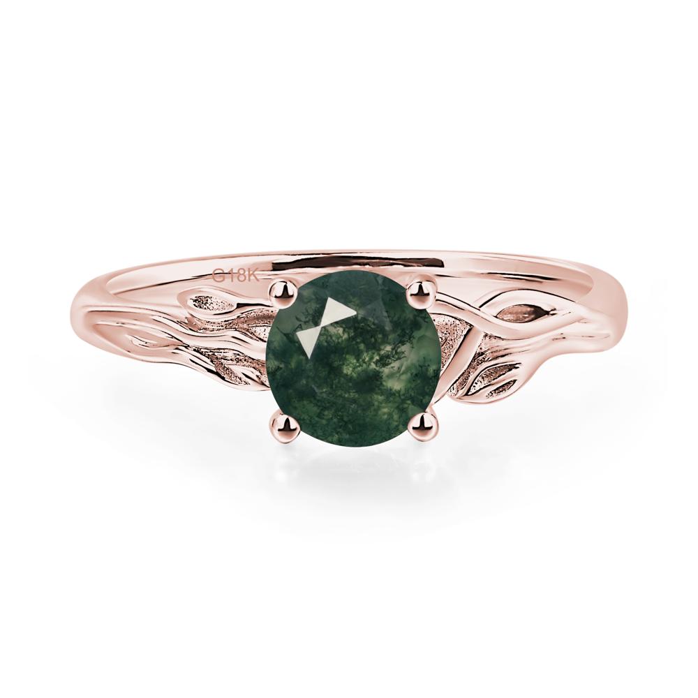 Petite Moss Agate Tender Leaf Ring - LUO Jewelry #metal_18k rose gold