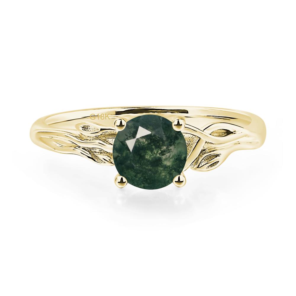 Petite Moss Agate Tender Leaf Ring - LUO Jewelry #metal_18k yellow gold