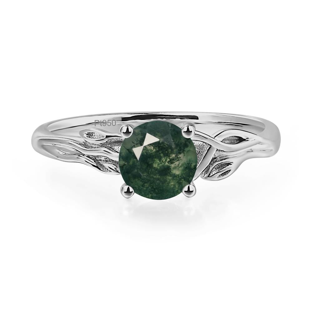Petite Moss Agate Tender Leaf Ring - LUO Jewelry #metal_platinum