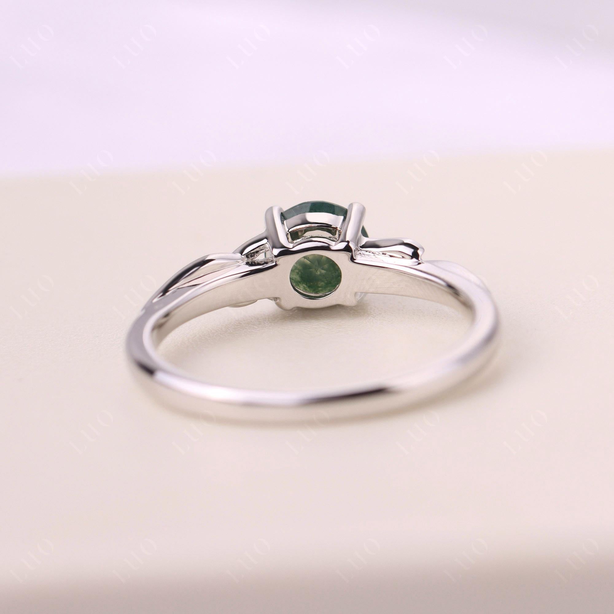 Petite Moss Agate Tender Leaf Ring - LUO Jewelry