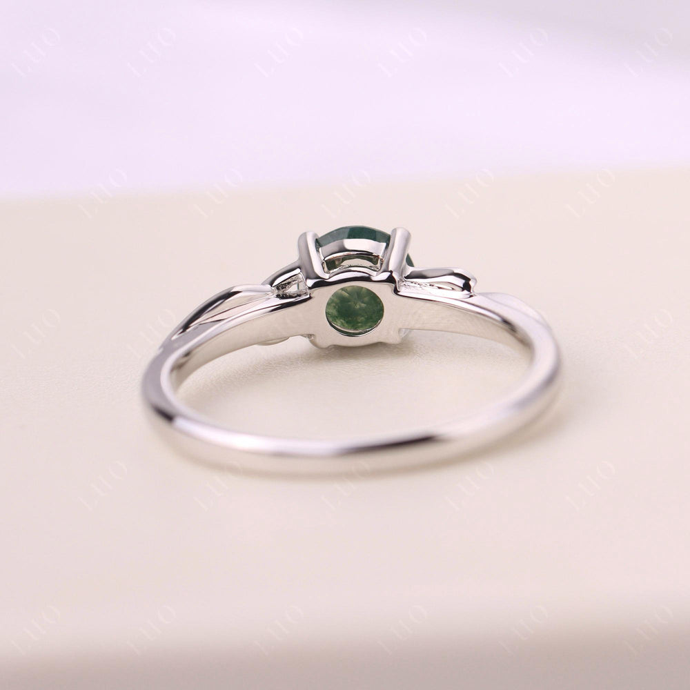 Moss Agate Vintage Solitaire Engagement Ring