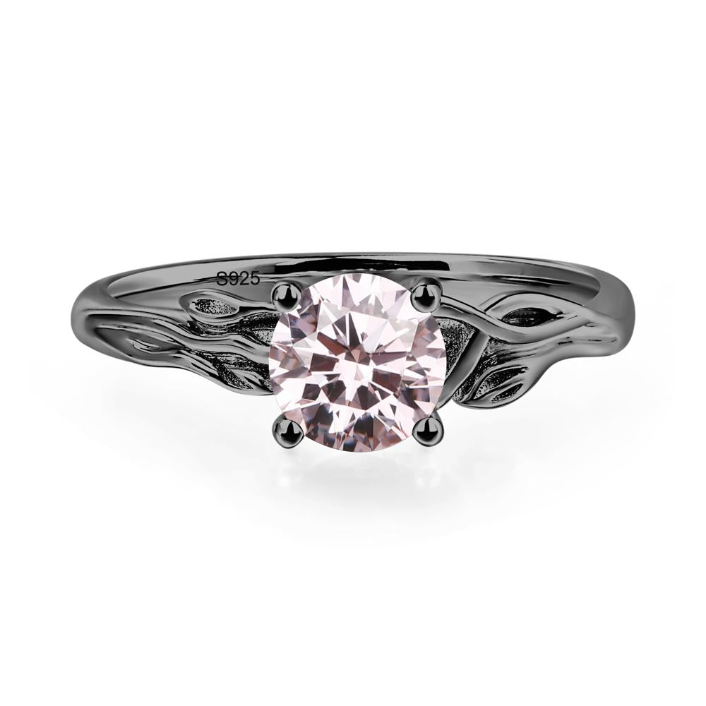 Petite Pink Cubic Zirconia Tender Leaf Ring - LUO Jewelry #metal_black finish sterling silver