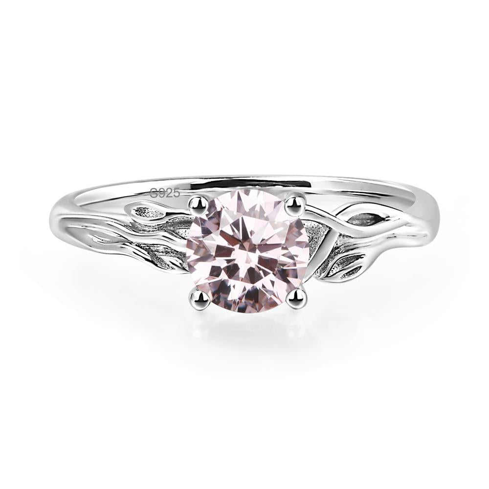 Petite Pink Cubic Zirconia Tender Leaf Ring - LUO Jewelry #metal_sterling silver