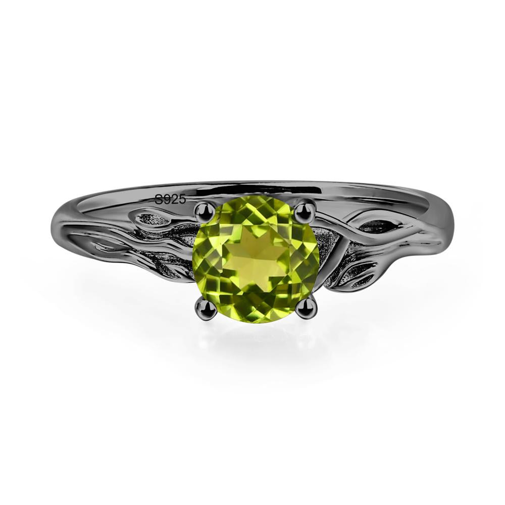 Petite Peridot Tender Leaf Ring - LUO Jewelry #metal_black finish sterling silver