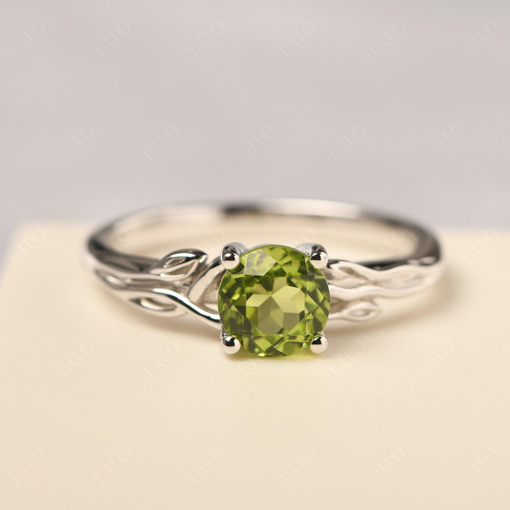 Peridot Vintage Solitaire Engagement Ring - LUO Jewelry