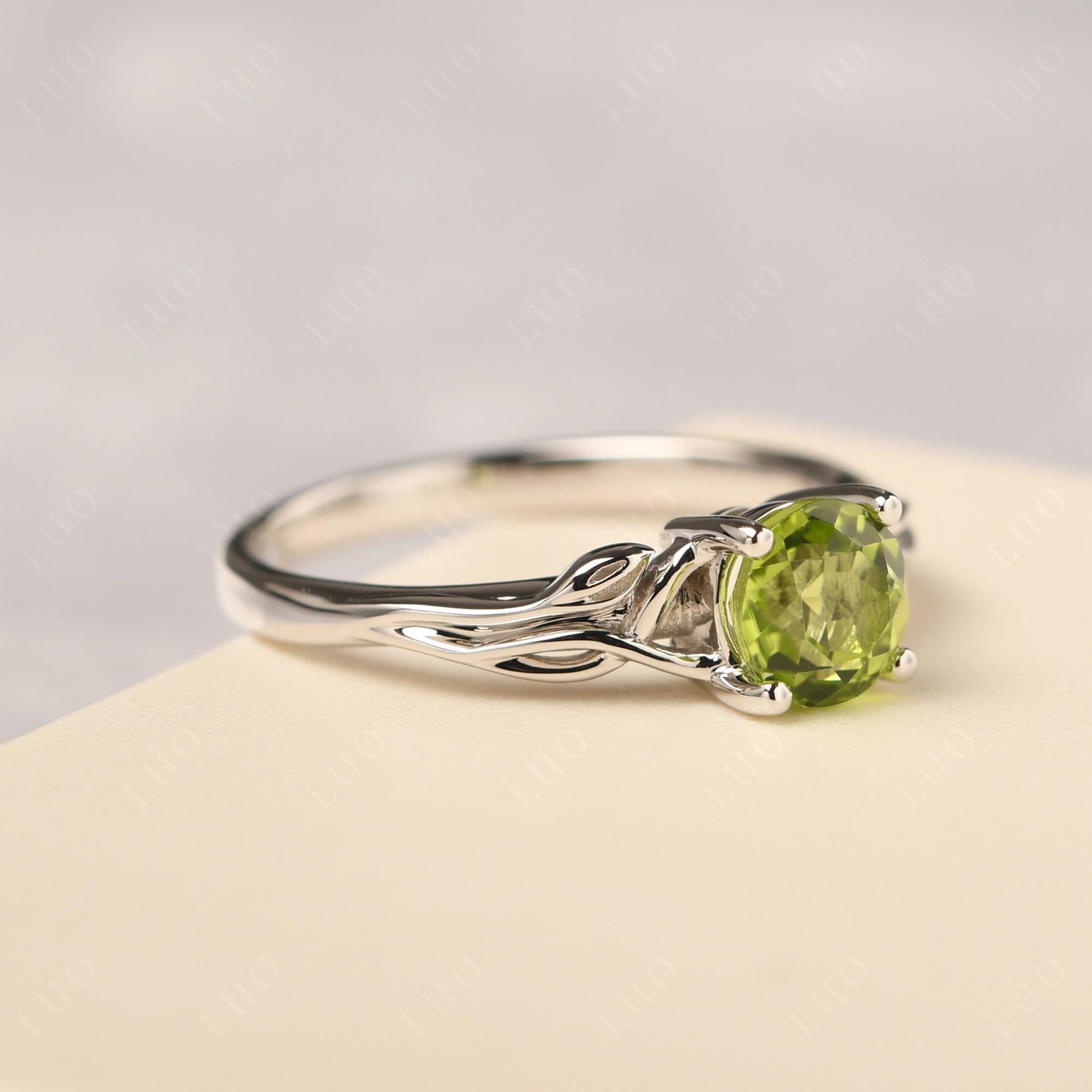 Petite Peridot Tender Leaf Ring - LUO Jewelry