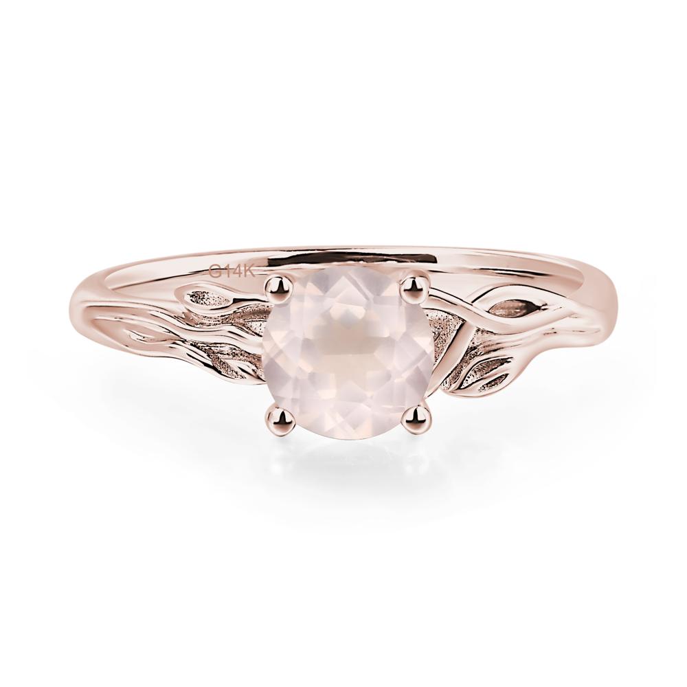 Petite Rose Quartz Tender Leaf Ring - LUO Jewelry #metal_14k rose gold