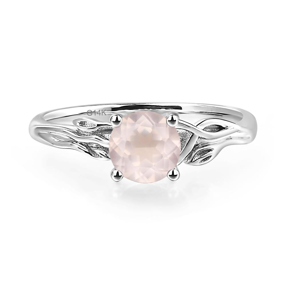 Petite Rose Quartz Tender Leaf Ring - LUO Jewelry #metal_14k white gold