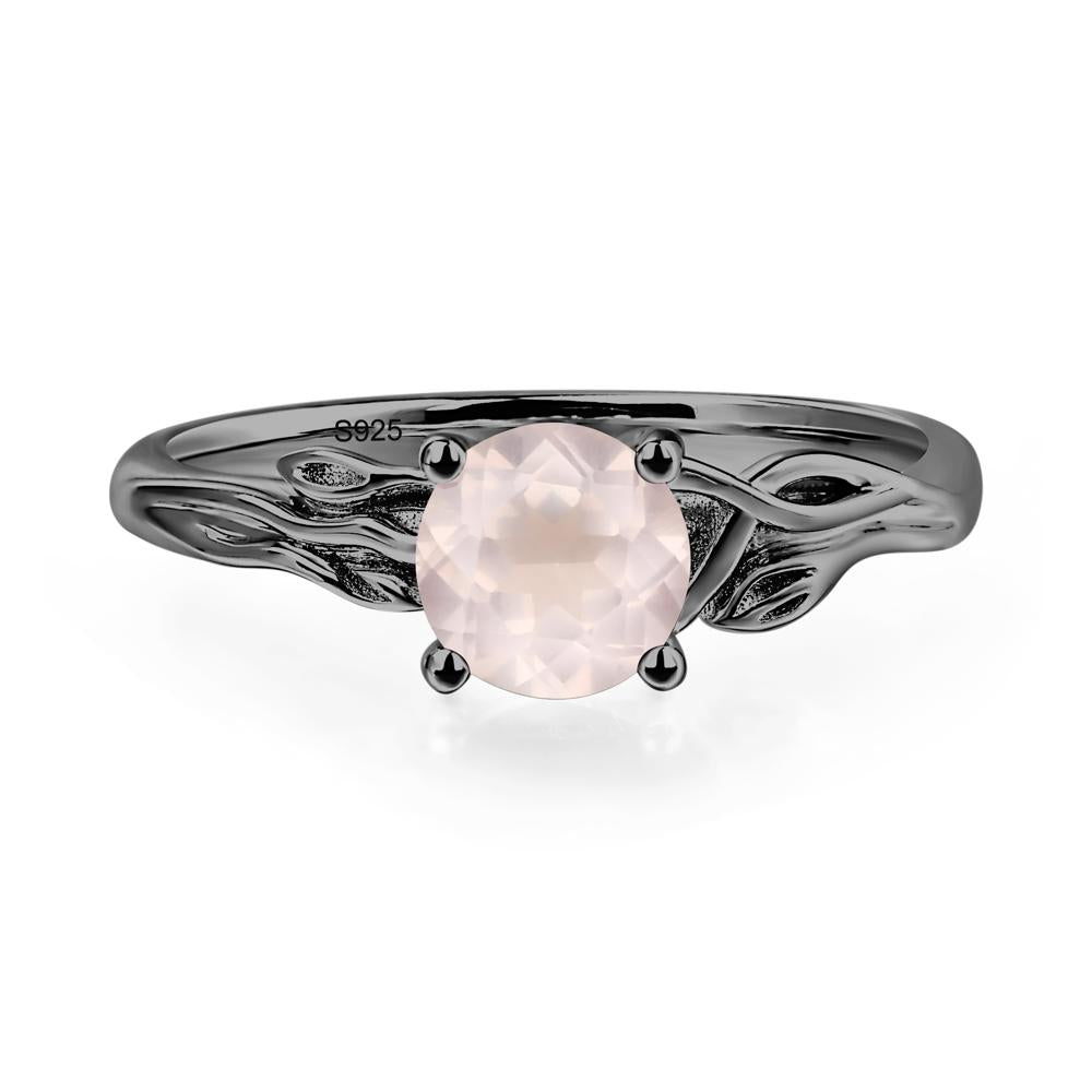 Petite Rose Quartz Tender Leaf Ring - LUO Jewelry #metal_black finish sterling silver