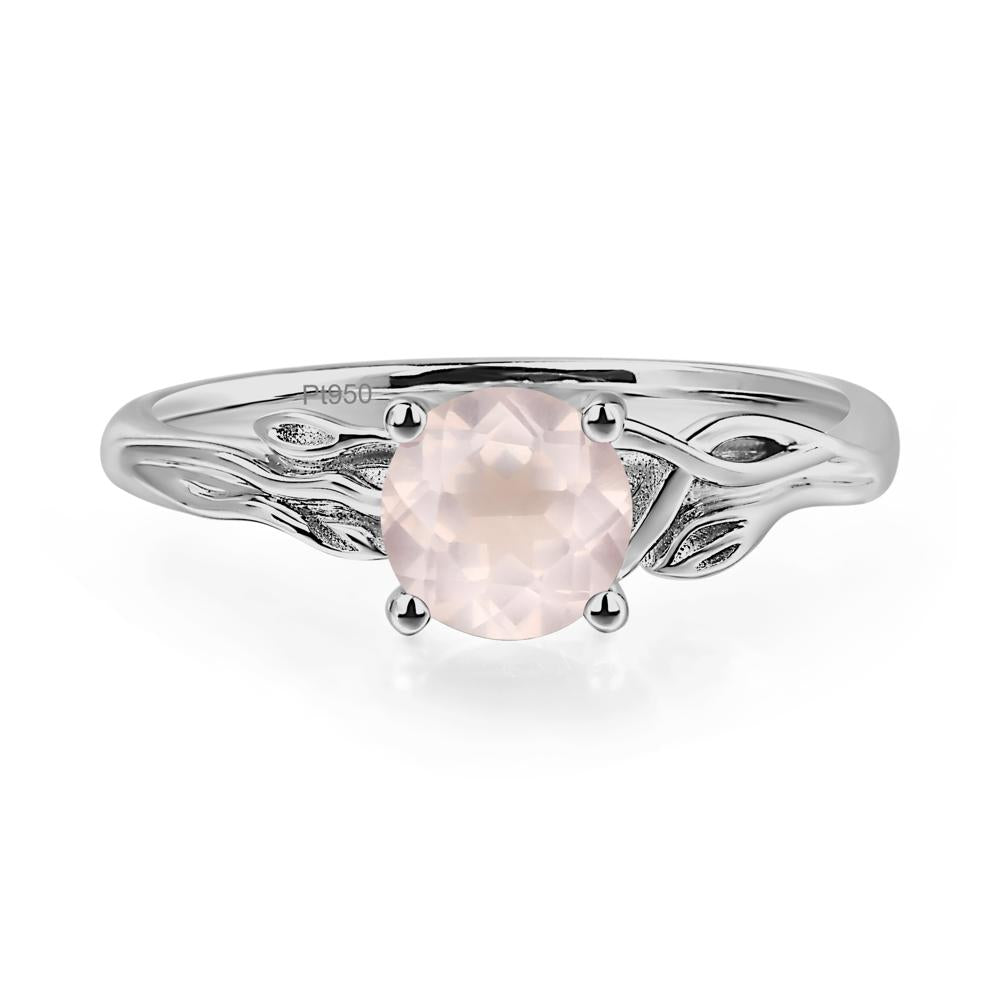 Petite Rose Quartz Tender Leaf Ring - LUO Jewelry #metal_platinum
