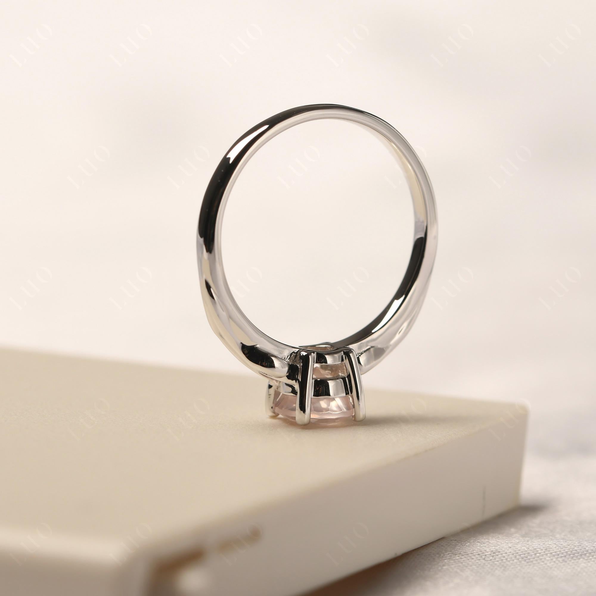 Petite Rose Quartz Tender Leaf Ring - LUO Jewelry