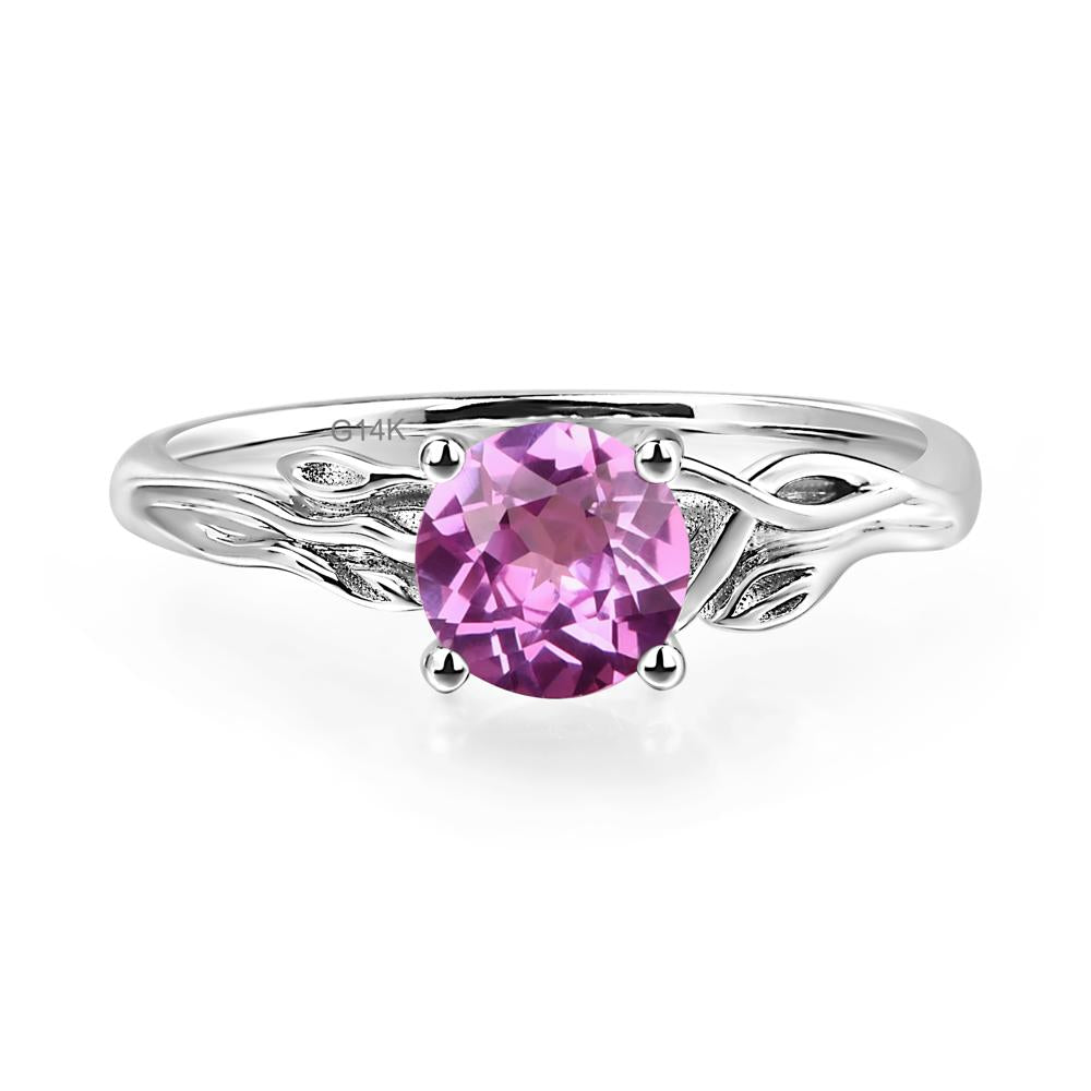 Petite Pink Sapphire Tender Leaf Ring - LUO Jewelry #metal_14k white gold