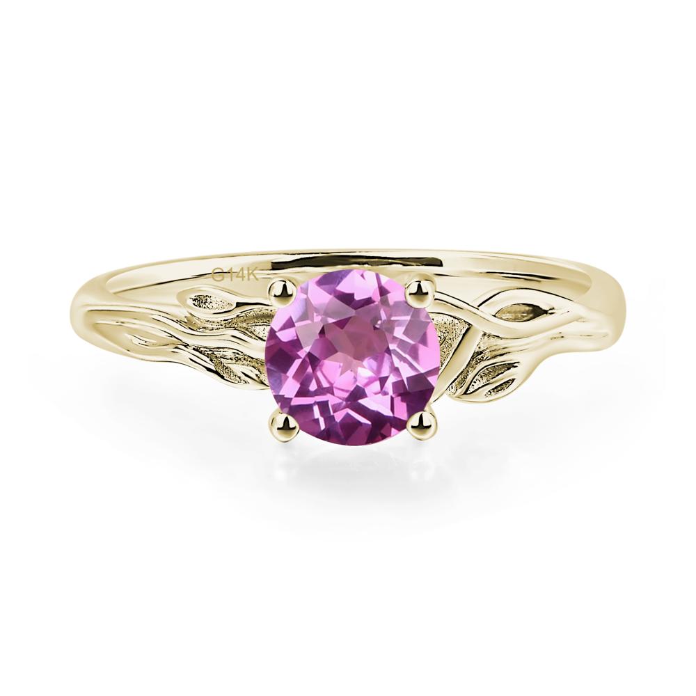 Petite Pink Sapphire Tender Leaf Ring - LUO Jewelry #metal_14k yellow gold