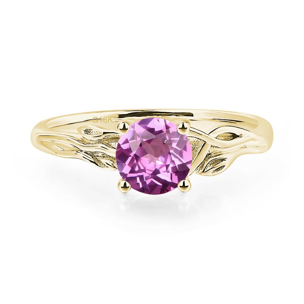 Petite Pink Sapphire Tender Leaf Ring - LUO Jewelry #metal_18k yellow gold