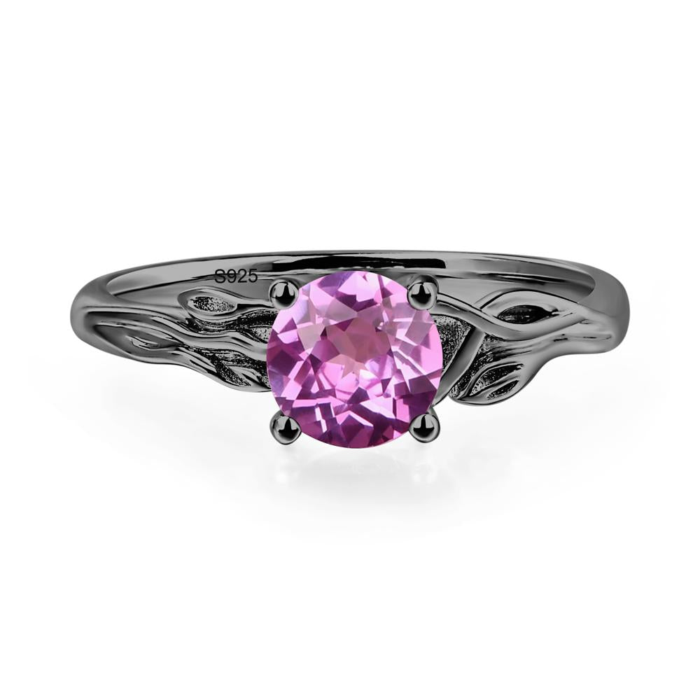 Petite Pink Sapphire Tender Leaf Ring - LUO Jewelry #metal_black finish sterling silver